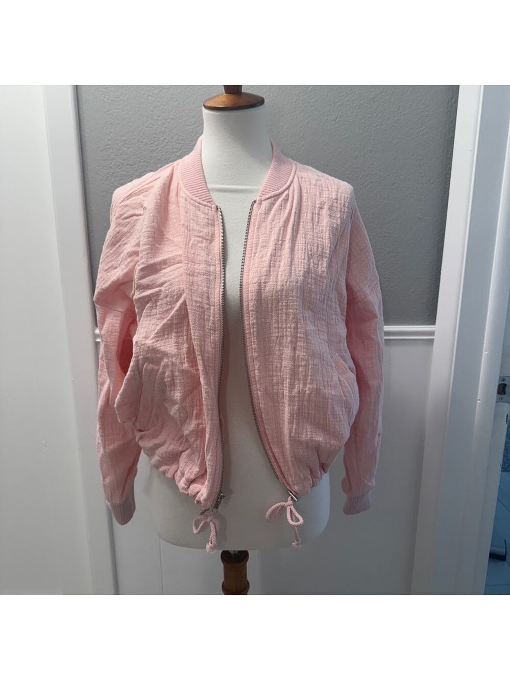 BB Dakota Cotton Gauze Pink Bomber Jacket Size S